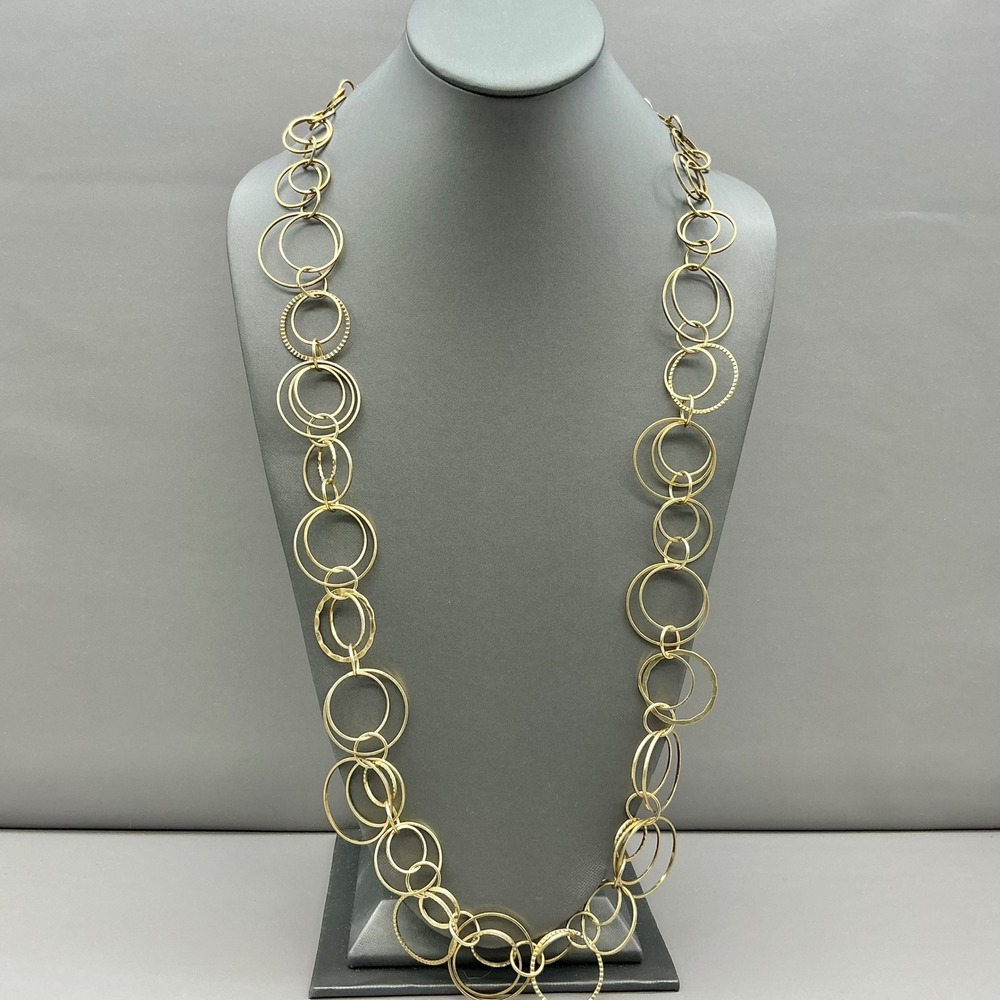 Daisy Fuentes Necklace Womens Gold Tone Interlocking Circle Link Long 26 Inch